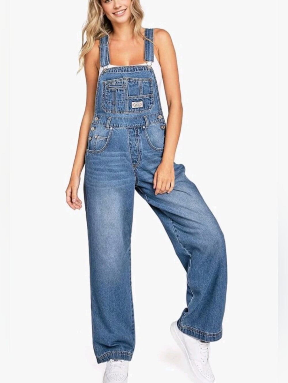 Lana Roux 90s Retro Utility Denim Twill Canvas Overalls Jumpsuit Dungarees L